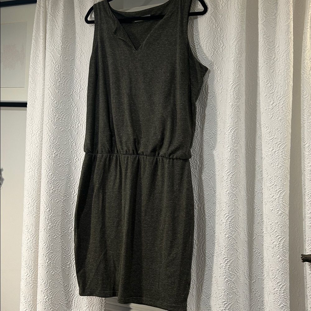Athleta Linen Blend Gray Sleeveless Dress - Picture 1 of 6